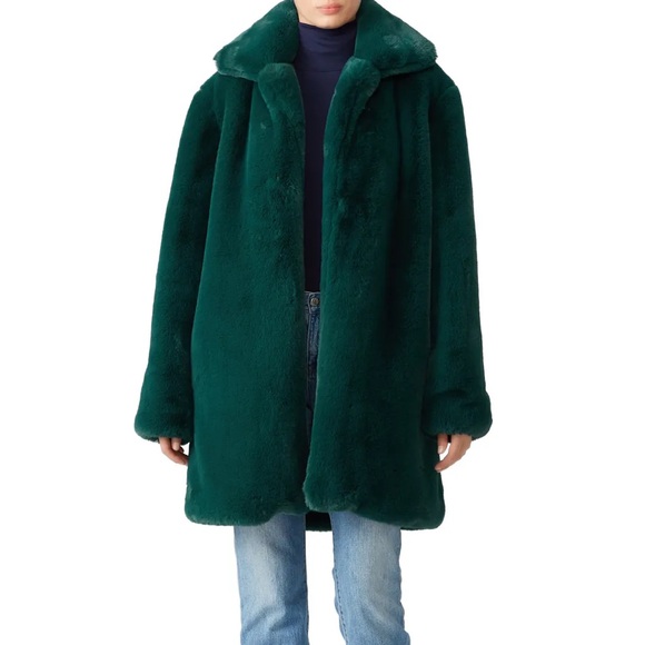 Somedays Lovin Forest Teal Green Faux Fur Jacket Coat - Picture 6 of 6